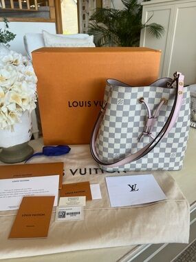 LOUIS VUITTON NeoNoe MM in Damier Azur and Rose Ballerine 🌸 Pristine
